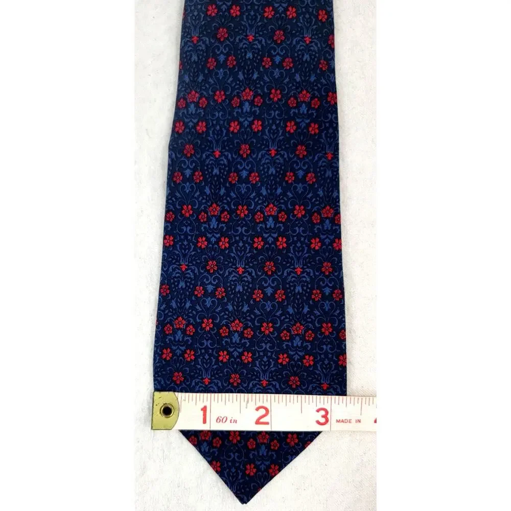 Vintage Valentino Cravatte Silk Tie Blue Red Floral Made in Italy Designer